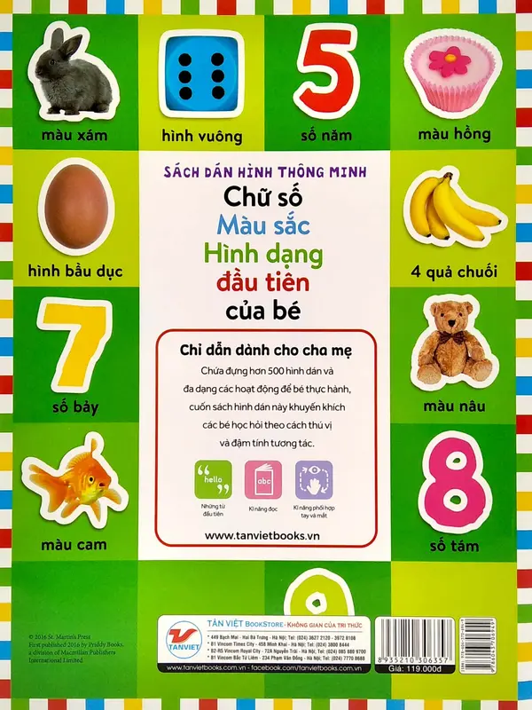 Sách Dán Hình Thông Minh - Chủ Đề: Chữ Số, Màu Sắc, Hình Dạng Đầu Tiên Của Bé - Tân Việt Books 5