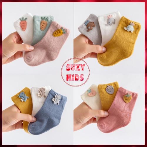 Sét 3 Đôi Tất Vớ Trẻ Em Sơ Sinh Hàng Cao Cấp, Dày Dặn, Chất Cotton Êm Mềm V02