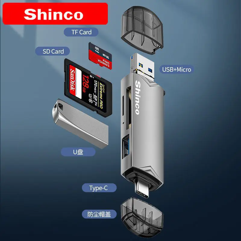 Đầu Đọc Thẻ Đa Trong Một USB / Type-C, Xinke, Thẻ Nhớ TF / SD, Bộ Chuyển Đổi OTG, Tương Thích Với Điện Thoại, Máy Ảnh Và Máy Tính 3