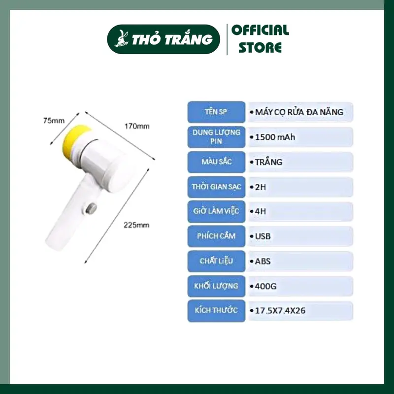 Máy cọ rửa cầm tay đa năng sạc USB, bàn chải vệ sinh nhà bếp, bồn rửa mặt, đánh bóng giày với 3 đầu thay thế tiện lợi 1