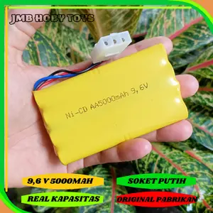 Batre RC 9,6 Volt 5000 Mah soket putih / Batre mobil remot kontrol original Baterai Control