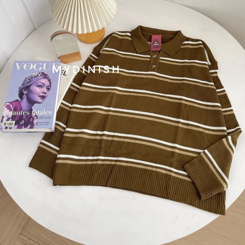 Polo Levronka Blouse - Atasan Rajut Wanita Korea Baju Kerah 3