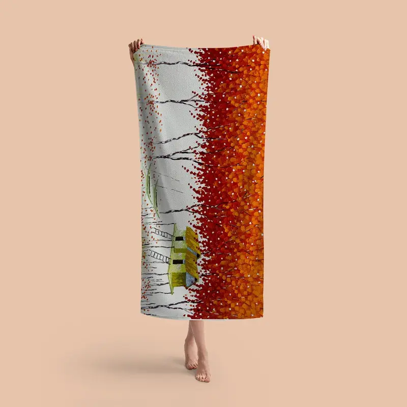 Tree Pattern Beach Towel, Quick Drying Lightweight Towel, Soft Absorbent Towel for Home & Swimming Pool & Beach & Camping 0