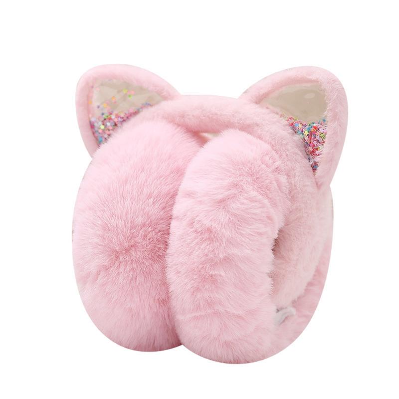 Product Introduction of Cute Cat Ears Sequins Foldable Earmuffs Winter Warm Children Adult Ear Protection Ear Bags 10