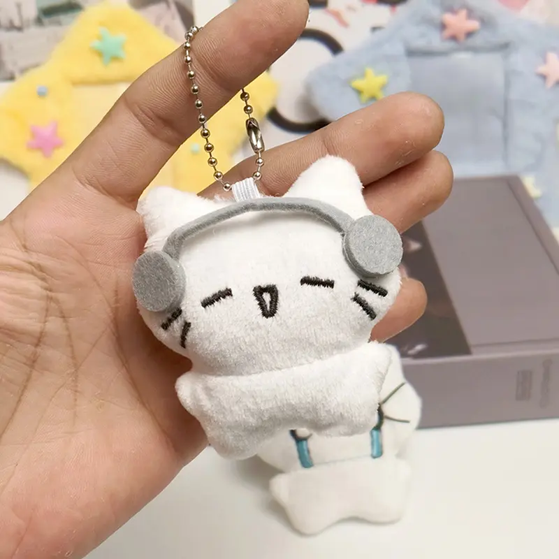 Bộ Tai Nghe Dễ Thương, Móc Chìa Khóa Cặp Đôi Mèo Con, Búp Bê Mèo Khóc Mini, Móc Khóa Nhồi Bông, Chó Hoạt Hình Và Mặt Dây Chuyền Túi Ong, Thích Hợp Để Đồ Trang Trí Ba Lô 5
