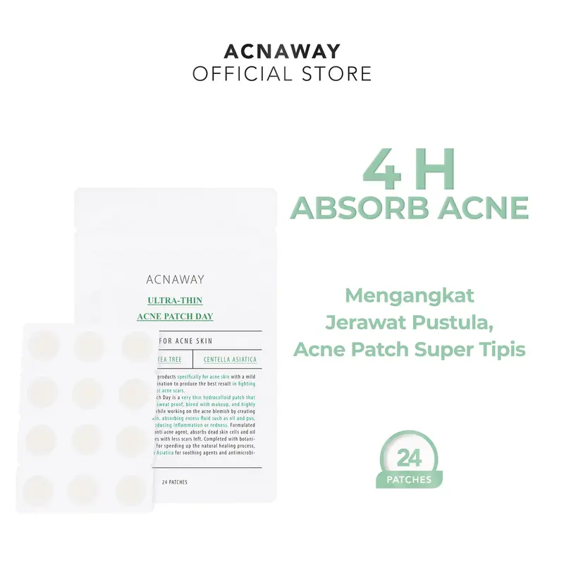 ACNAWAY Ultra Thin Acne Patch – Plester Jerawat Tipis untuk Wajah & Muka | Acne Spot Treatment Memudarkan Jerawat, Tahan Keringat, Menyatu dengan Makeup with Salicylic Acid + Tea Tree + Centella 0