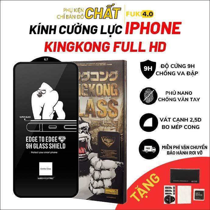 Kính cường lực cho iphone 17 pro 16 pro max 12 pro max 14 promax 13 promax 14 15 pro max 11 prm 7 plus 8 x xr xs max- kingkong Full màn 3D