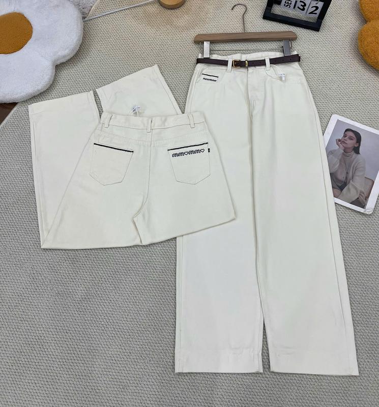 Quần bò xuông thêu be  hách dáng   , jeans quần xuông nữ 3