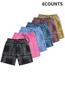 Men's Paisley Print Drawstring Waist Shorts, Casual Comfy Breathable Shorts for Summer, Men's Bottoms for Beach Vacation