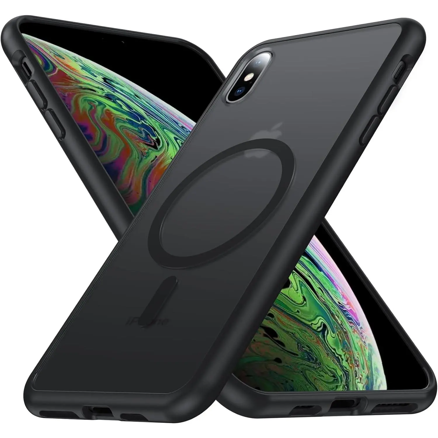 For iPhone X(10)/Xs case with MagSafe wireless charging [translucent matte] [anti-fingerprint] [military grade drop tested] Slim hard case with silicone for iPhone X phone case, Black