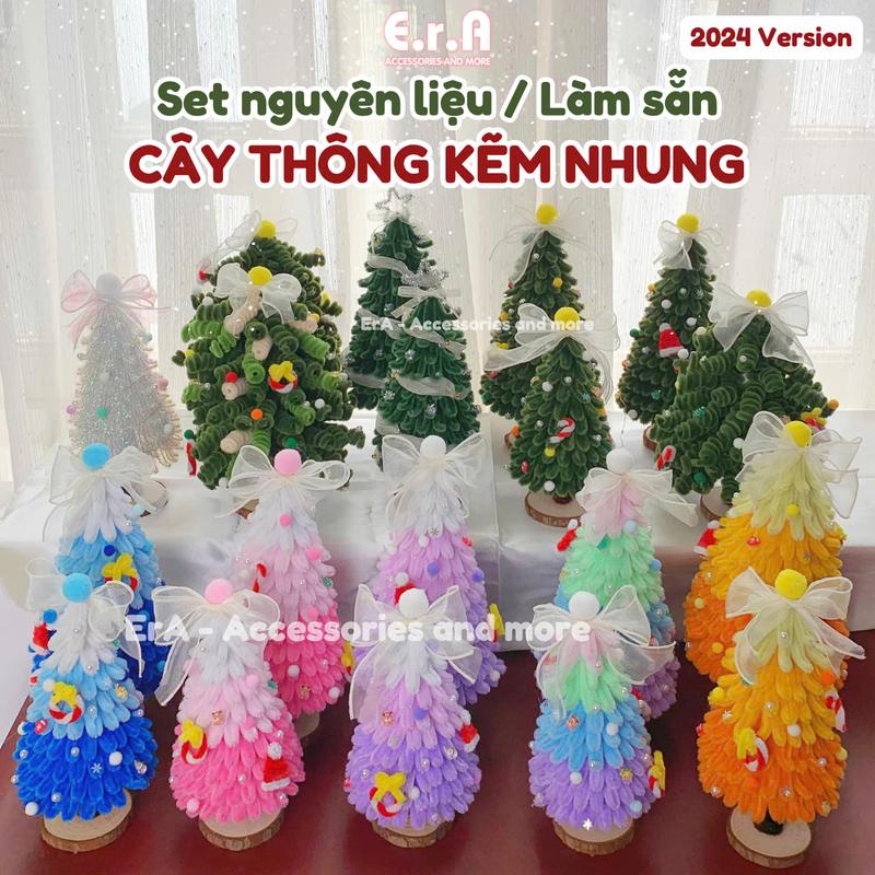   TẶNG ĐÈN  Cây Thông Noel Kẽm Nhung   Cây Thông Noel Kẽm Nhung Set Nguyên liệu Handmade làm quà tặng DIY Decor trang trí giáng sinh trang trí bàn học nhà cửa 