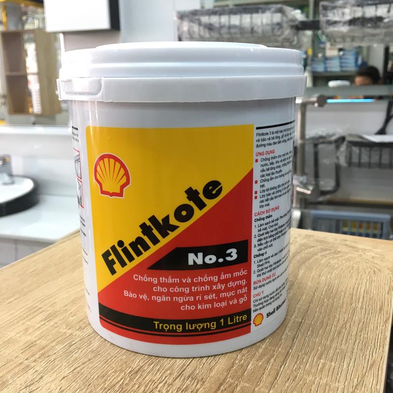 Sơn chống thấm Flintkote 1 Lít, sơn chống thấm hồ nước, hồ cá Koi đa năng, Shell flintkote 1kg [màu đen] -chong  tham flintkote  1L