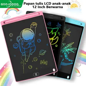 Tablet Gambar LED GOOJODOQ Layar Besar untuk Anak, Menghapus Gambar 12 Inci Berwarna dengan Pena Stylus, Tablet Menulis LCD untuk Pembelajaran Anak, Papan Tulis Anak