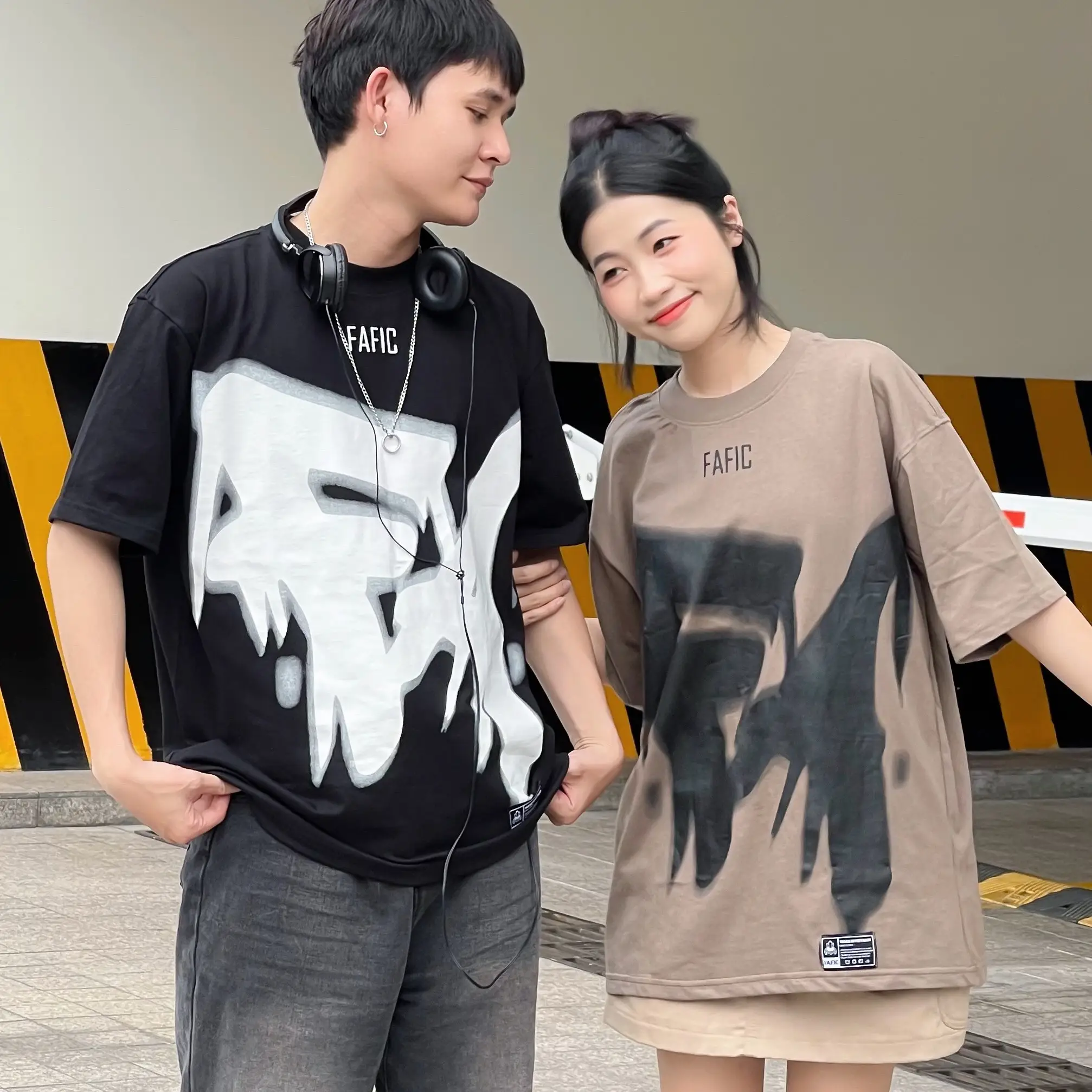 Áo thun NAM FAFIC Studio in Logo FA big Nam Menswear Cổ Tròn oversize cả nữ unisex chất cotton thoáng mát
