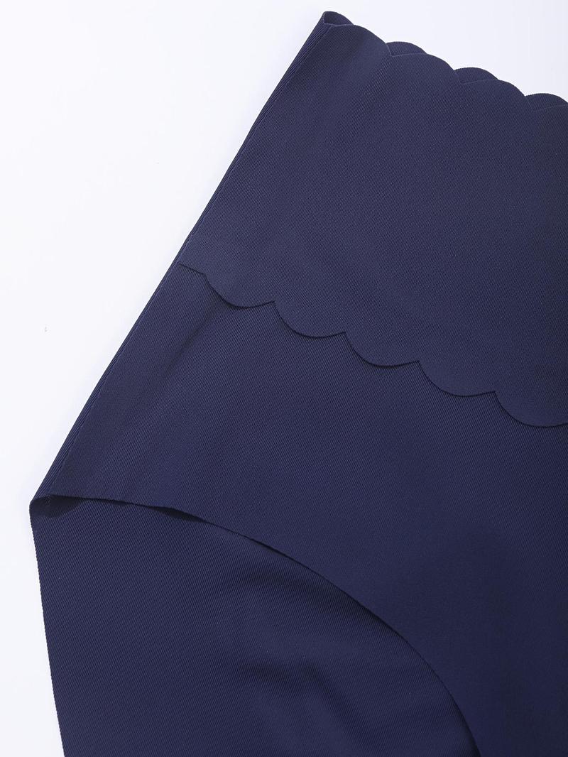 Product Introduction of Women's Solid Scallop Trim High Waist Knicker, Soft Comfy Breathable Seamless Panty for Daily Wear, Underwear for All Seasons 4