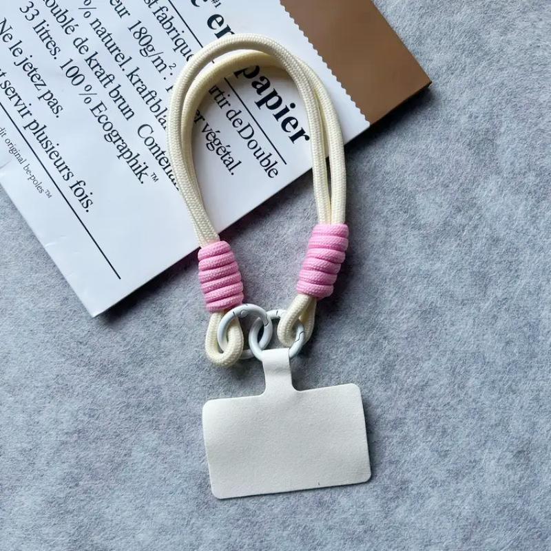 Product Introduction of Dopamine short mobile phone lashings Double head bold color mobile phone gasket anti-loss hand-woven wrist rope 5