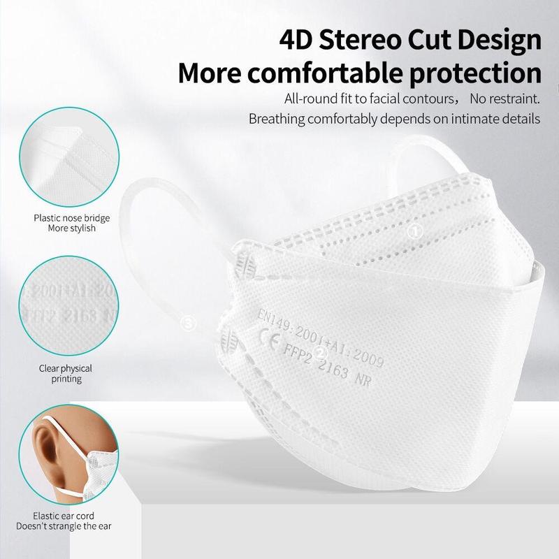 50PCS KF94 Mask Face Mask 3D Mask Korean Style BFE≥94% 4 Layer Non-woven Disposable Protective Mask Healthcare Protection 3