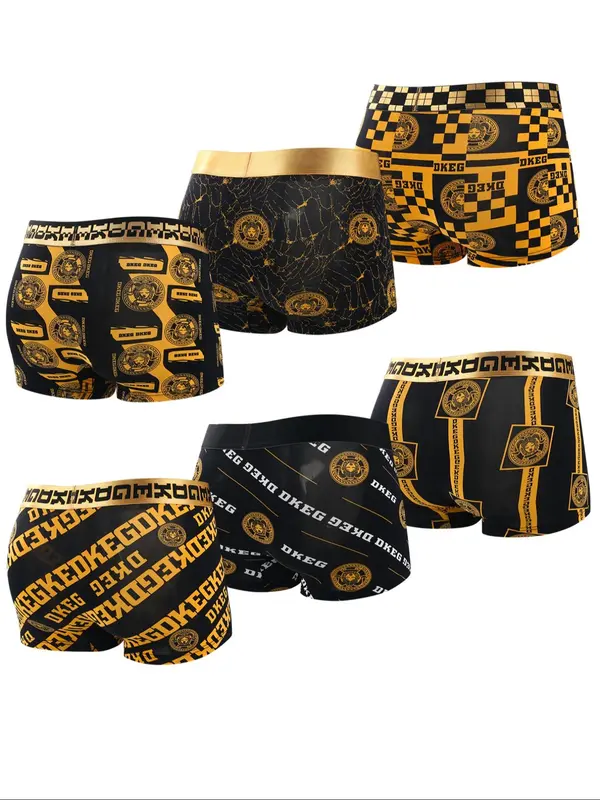 Men's All Over Print Tape Waist Boxer Brief, Casual Comfy Breathable Underwear for Daily Wear, Mens Underwear for All Seasons 1