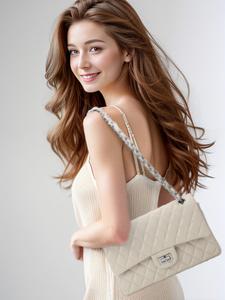 Women's Fashionable Quilted Design Crossbody Bag, Casual Solid Color Shoulder Bag for Daily Used, Trendy Versatile High-quality Daily Commuting & Vacation Bag