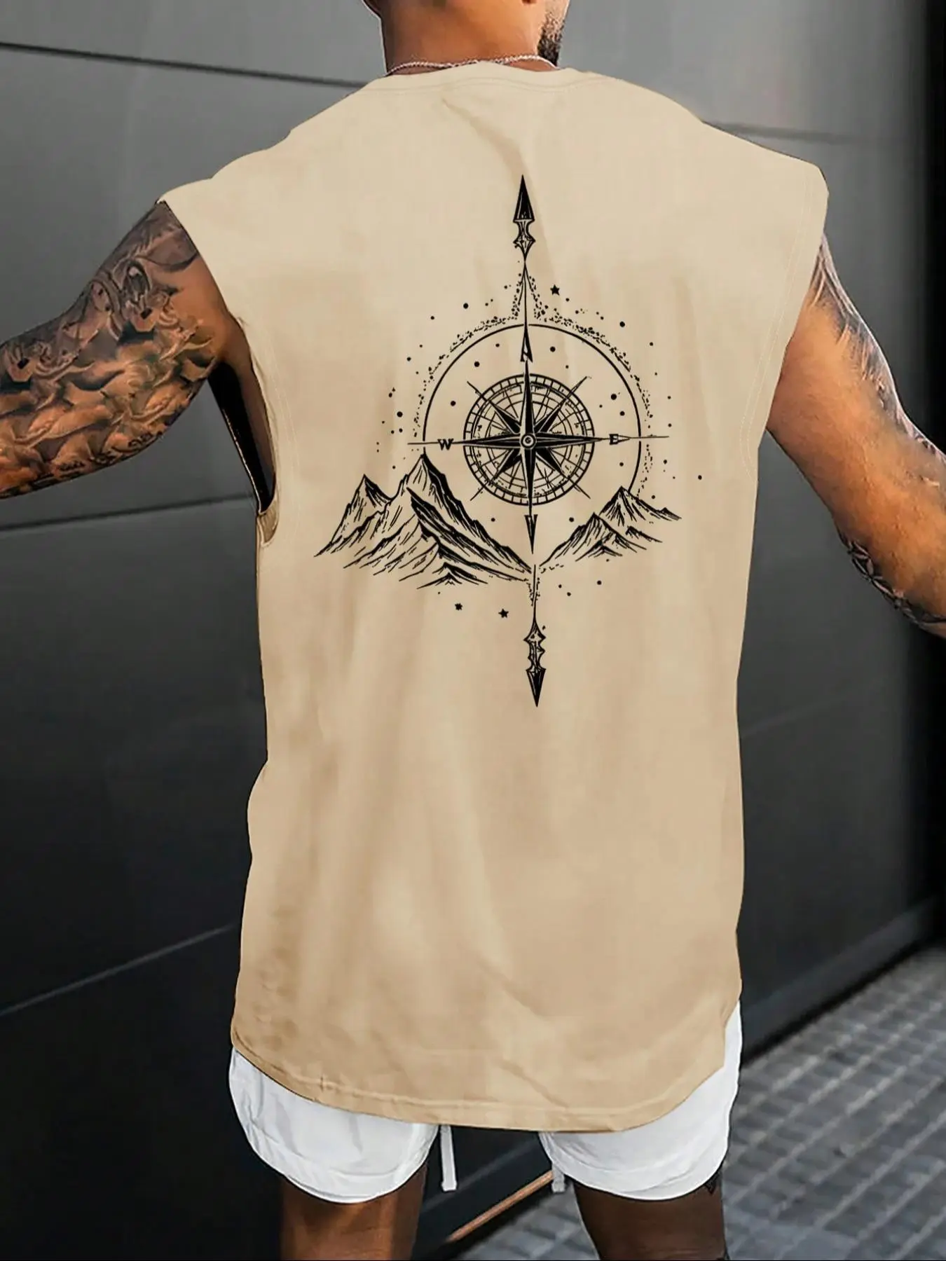 Men's Regular Fit Mountain Print Round Neck Tank Top, Casual Sleeveless Crew Neck Top for Summer, Fashion Men's Top for Daily Wear