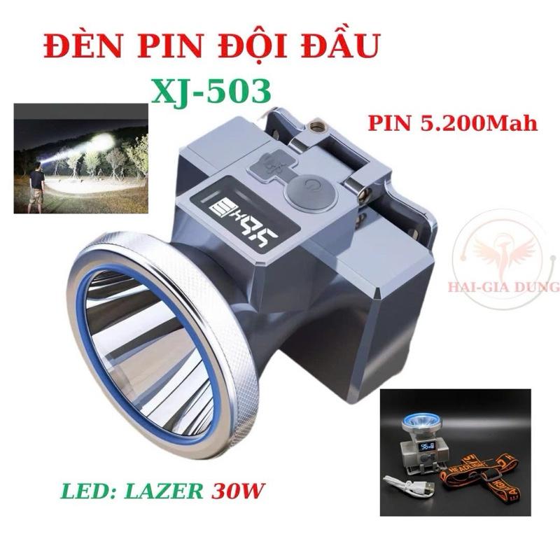 Đèn Pin Đội Đầu XJ 503 Pin Trâu.  Led Lazer Siêu Sáng Tích Hợp Báo Hiển Thị %. Pin 5.200Mah... đèn  pin đèn  pin 40h soi ếch ánh gom đèn  pin  xj  503 den  pin  xj503