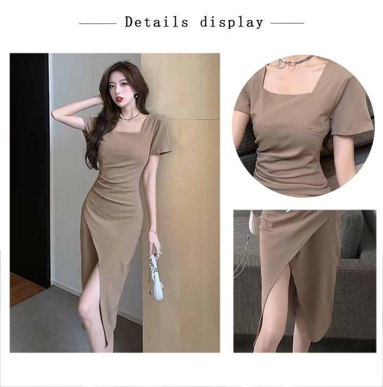 Product Introduction of Fashion Women's Clothing Short Sleeve Dress Feminine Outfit 2021 New Summer Season Slimming Elegant Mid-Length Fashion 23