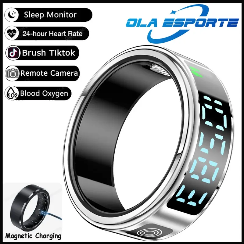 New Display Screen Smart Ring For Ring Gesture Swipe Video/Brush Health Monitor 5ATM Waterproof Smartring 8