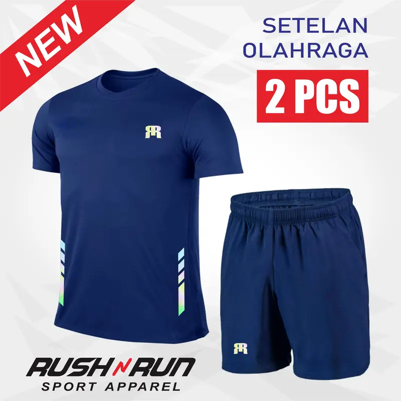 Baju Setelan Jersey Olahraga 1 Set Kaos dan Celana Sport Lari Gym Pria Wanita Bahan Dryfit 0