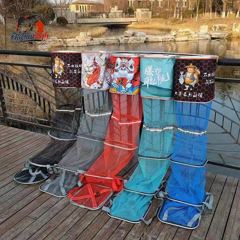[Ảnh thật] Rọng Đựng Cá Vuông Kích Thước 35cm x 2m Nhiều Màu Sắc (Kèm Túi Đựng) Bắt Cá Fishing Đi Câu Câu Cá