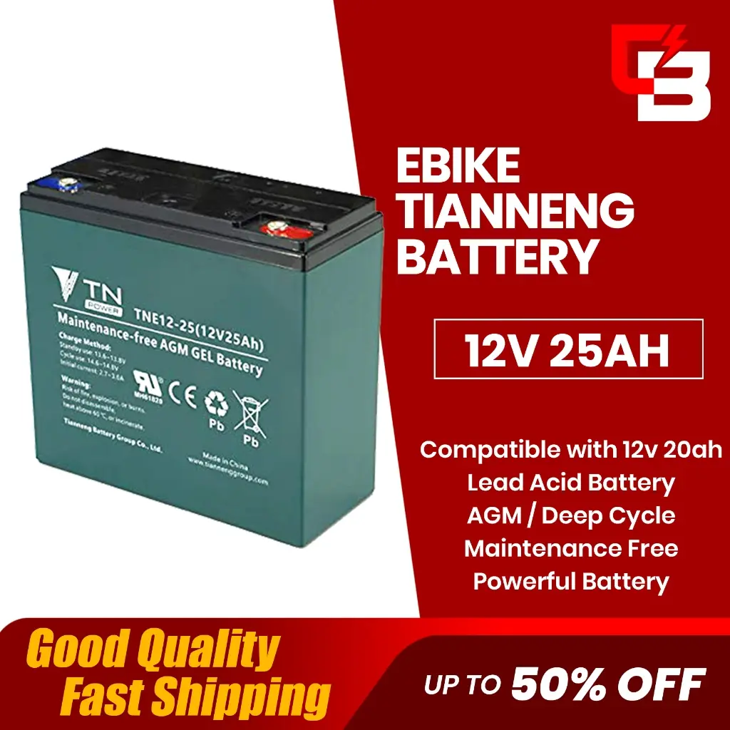 12v 25ah20.3ah28ah15ah Ebike battery Compatible with 12v 25ah Maintenance free AGM Gel Battery Tianneng Solar high quality product