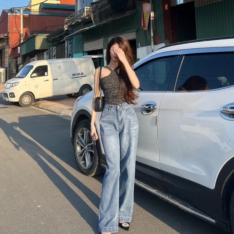 [A212] Quần Jeans nữ form cơ bản gấu 3p ,cạp cao siêu tôn dáng 0
