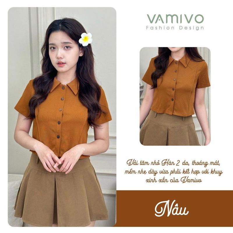 Áo thun có cổ nữ ATK17 Vamivo vải tăm Hàn, cổ đức siêu xinh 4