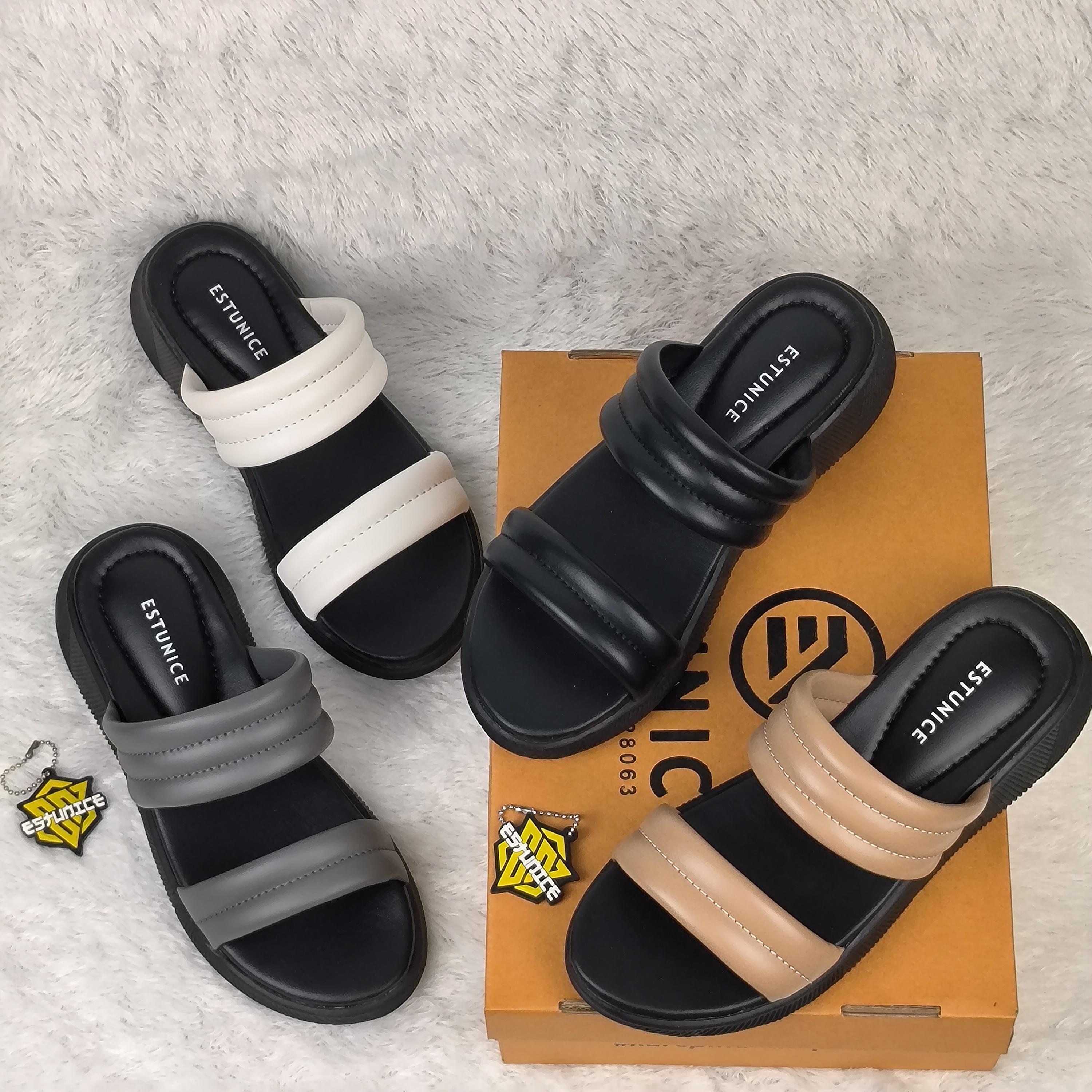 Estunice Sandal Slop Wanita Sendal Selop Wedges Terbaru Kekinian - Dania