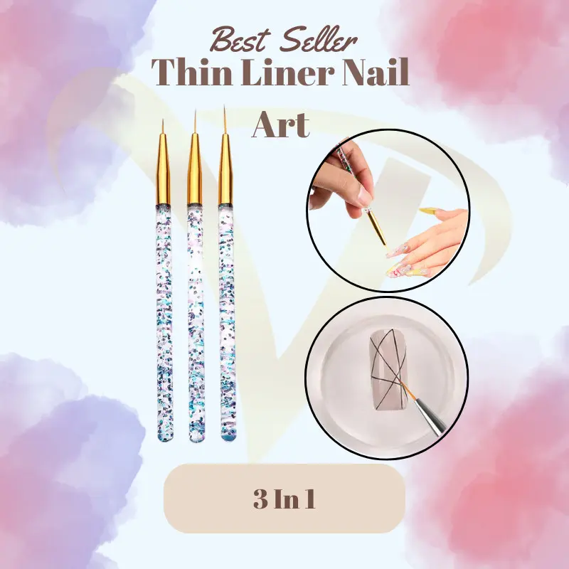 Brush Nail Art Kutek Kuku Ultra-thin Liner Nail Art 3 PCS