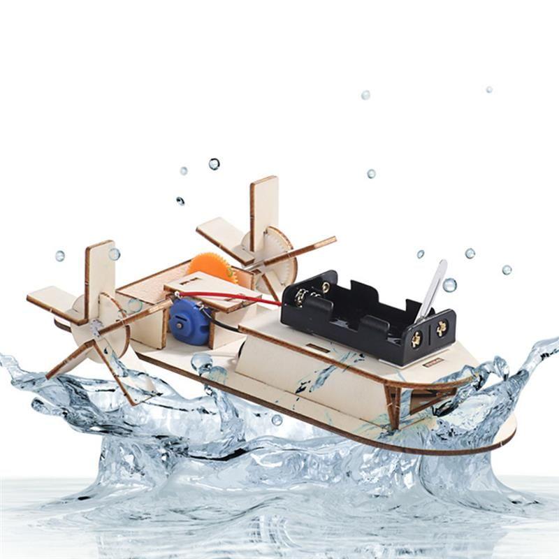 Kapal Mainan Anak Diy Mainan Kapal Rakit Elektrik Puzzle Kapal Kayu Elektrik 7