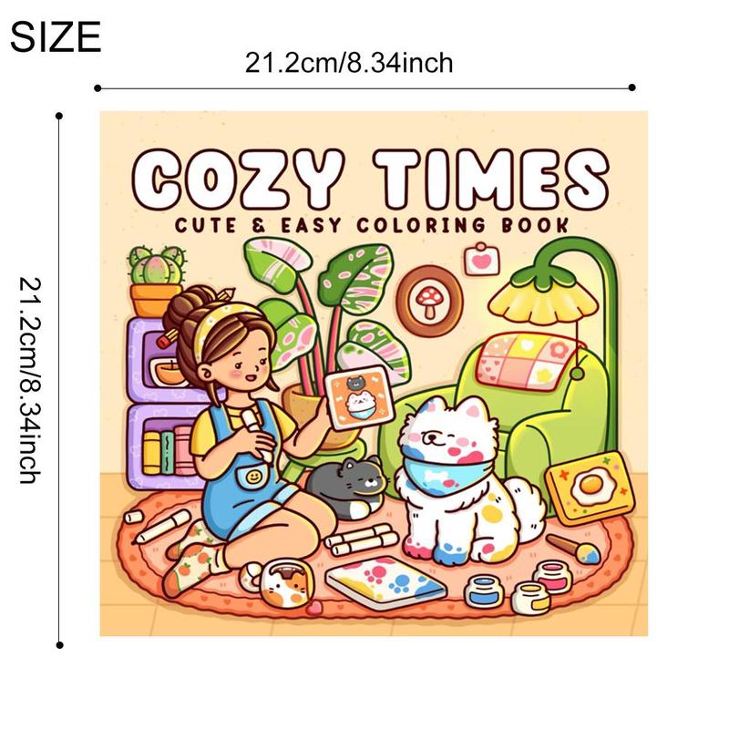 Cottage Vibes & Cozy Times Coloring Book Set, 2 Counts/set Coloring Book, Arts & Crafts Easels, Painting Supplies for Girls, Boys, and Pets 1