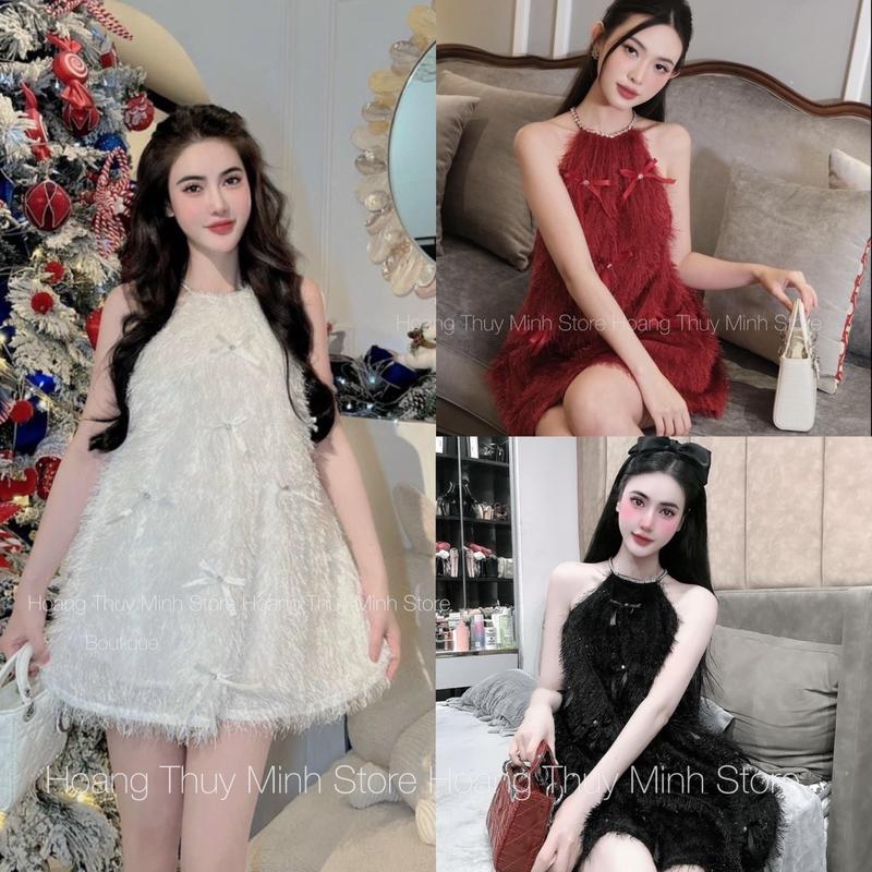 Đ4 - Đầm Yếm Lông Vũ Nơ CÓ MÚT (KHÔNG ĐÍNH Đá) - KÈM QUẦN ĐÙI (40-55kg)Tương Đương Size S M Đầm dự Tiệc Sang Trọng ( Dưới 1m6 ) Women Nữ Dress