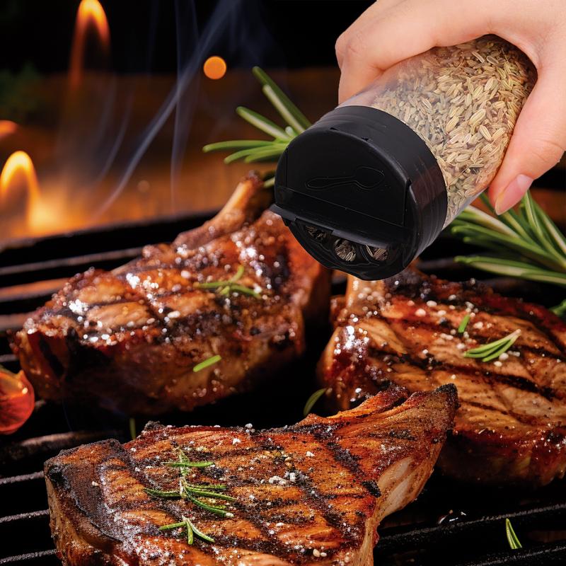 Product Introduction of 1-5Pcs Spice Jars With Shaker Lids Plastic Clear Seasoning Bottle For Herbs Powders Salt Pepper BBQ Condiment Box Kitchen Tools 11
