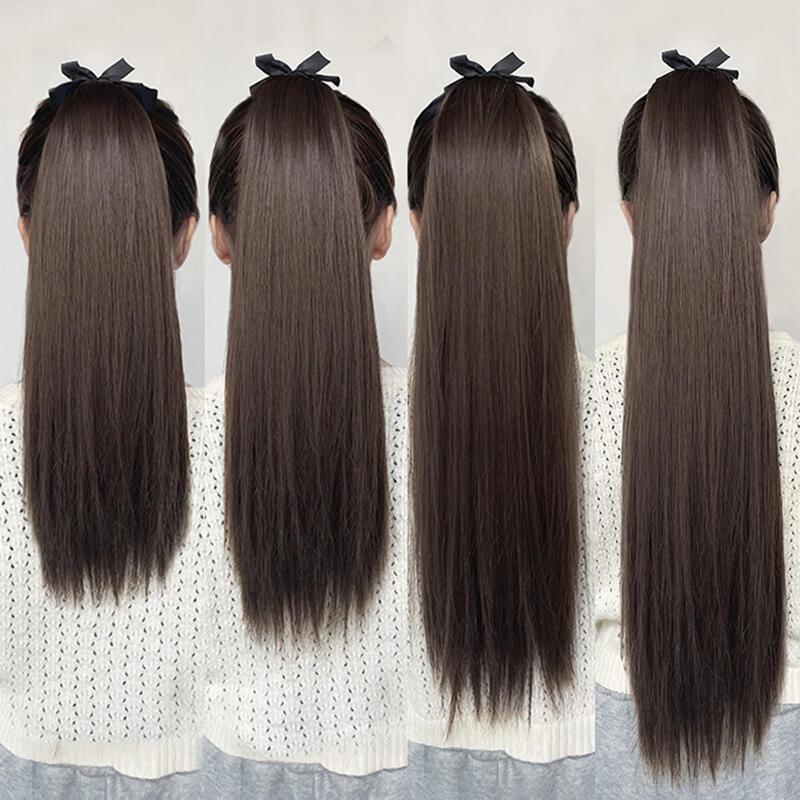 Tóc Giả Cho Nữ Tóc Thẳng Dài Tóc Đuôi Ngựa Cao Lưới Tự Nhiên Bện Màu Đỏ Kiểu Dây Đeo Dài Trung Bình Tóc Đuôi Ngựa Giả