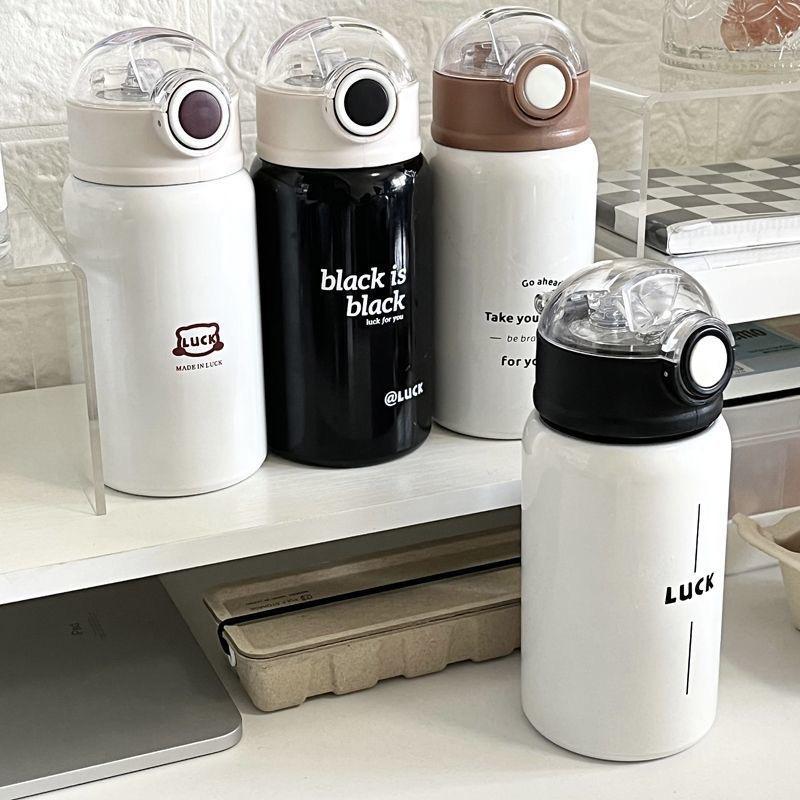 Cốc giữ nhiệt inox chuẩn 304 cao cấp, ly uống cafe giữ nhiệt dung tích 450ml  450ml phong cách Vlogger Hàn Quốc có ống h