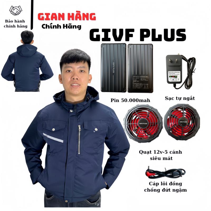 Áo Bộ ÁO ĐIỀU HÒA  GIFV PLUS  12V PIN 50.OOOMAH SIÊU MẠNH SIÊU MÁT VẢI PECO NHẬP KHẨU Nhung Jacket Nam Kem
