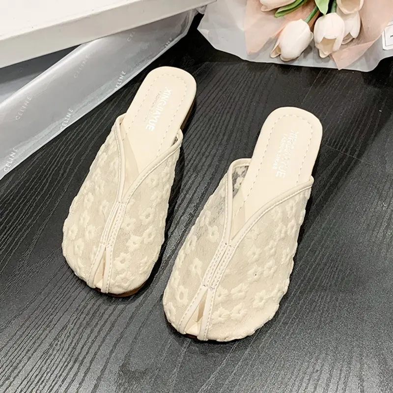 Dép Bít Mũi Lưới Thoáng Khí, Dành Cho Nữ, Thích Hợp Cho Mùa Hè, Có Thể Đeo Ngoài Trời, Đế Mềm, Dép Bán Đi Chơi Dép Xăng Đan Đi Váy Lười, Hàng Mới Về 2023 6