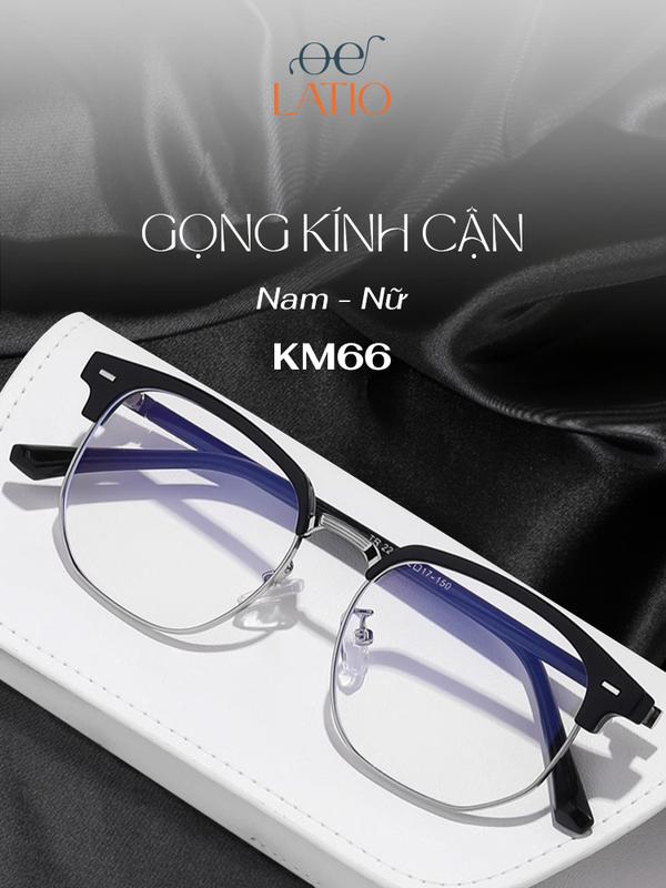 Gọng kính cận nam LATIO mắt kính gọng vuông tròn kim loại thời trang cao cấp chống ánh sáng xanh chống tia UV - KM66