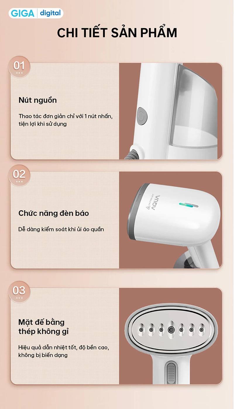 Product Introduction of Bàn ủi hơi nước cầm tay Aqua SH2502R - Công suất 1200W - Dung tích 250ml - Ủi phẳng hoặc treo - Nút phun tự động 15 phút - Là Quần Áo, Ủi Quần Áo 7