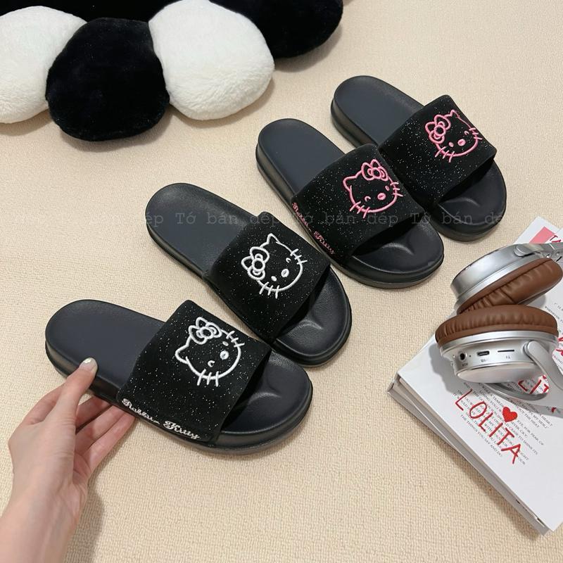 Product Introduction of Dép Kitty Bling lấp lánh quai dán xé bảng màu pastel xinh xắn Kèm hộp có bảo hành Ngoài trời 8