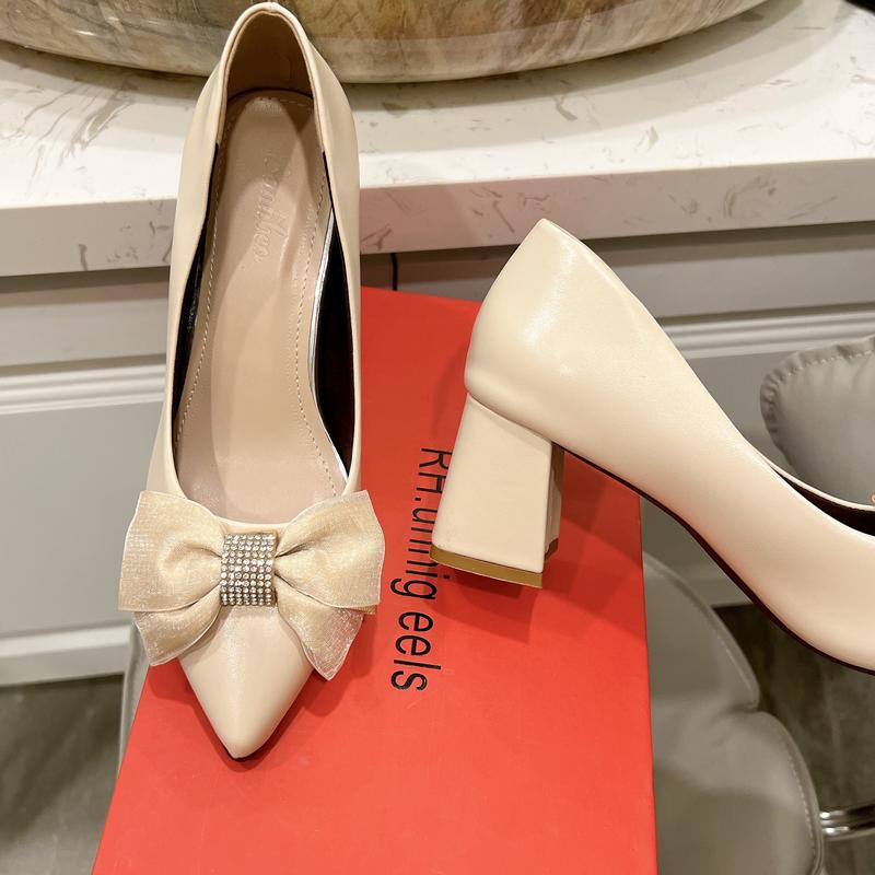 Giày cao gót nơ voan gót vuông cao 6cm lên chân sang chảnh - Xưởng Giày Bánh Bèo mã CGNoVoan Nữ Shoes