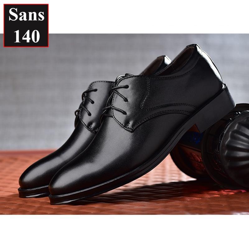 Product Introduction of Giày da nam cao cấp đen Sans140 giầy tây công sở buộc dây derby mũi tròn big size to bigsize cỡ lớn 44 45 46 47 48 49 Cao Su Cao Su 45