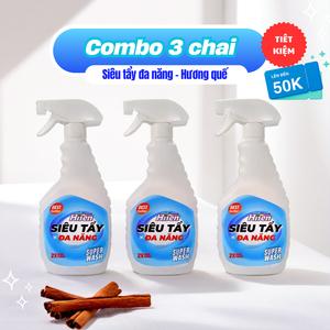[Combo 3 chai] Siêu tẩy đa năng Hương Quế dễ chịu - 2 chế độ xịt - 500ml - Đánh bay mọi vết bẩn cứng đầu - Kháng khuẩn hiệu quả Làm Sạch nước rửa kitchen cleaner bồn cầu thuốc trắng áo werecleaner nổ để nhà tắm