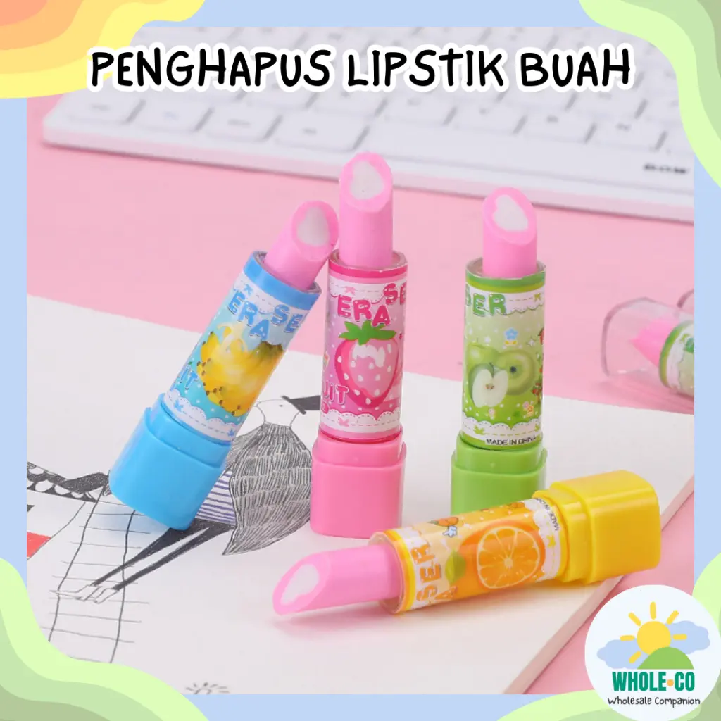 Penghapus Bentuk Lipstik Buah Premium Fruits Lipstick gloss Lucu Unik Imut Termurah Grosir COD