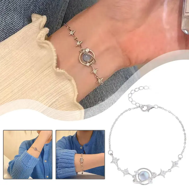 Vòng Tay Thiết Kế Hành Tinh Vũ Trụ, Phong Cách Ins, Phụ Kiện Ngôi Sao Đơn Giản 3